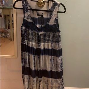 Volcom Navy blue and white tie dye button up dress